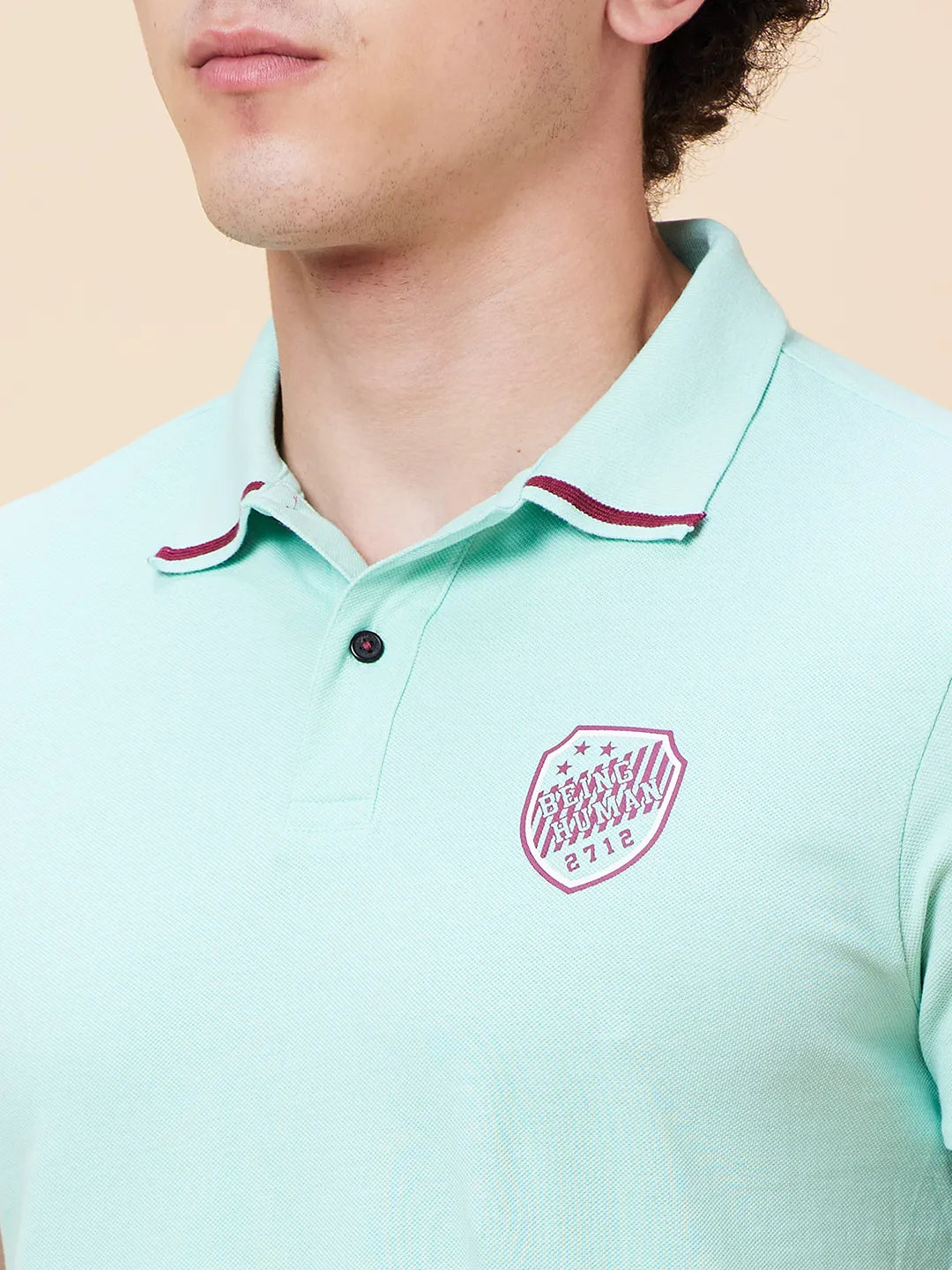 Being Human Clothing Men Regular Fit Polo Neck T-Shirts-Brook Green