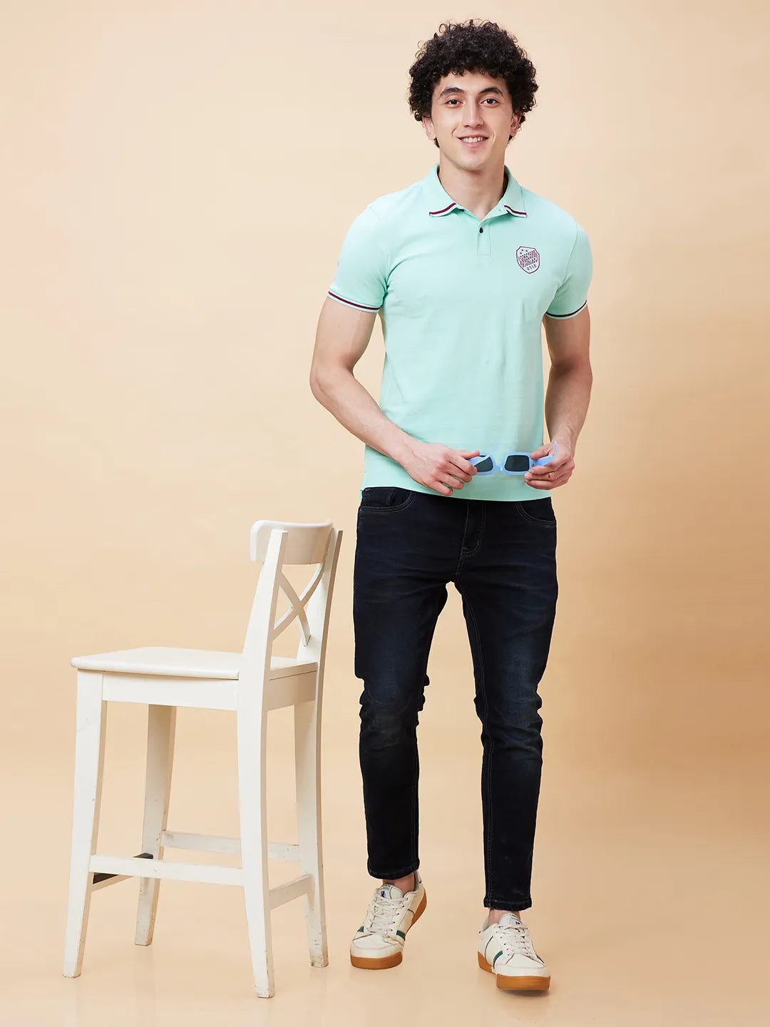 Being Human Clothing Men Regular Fit Polo Neck T-Shirts-Brook Green