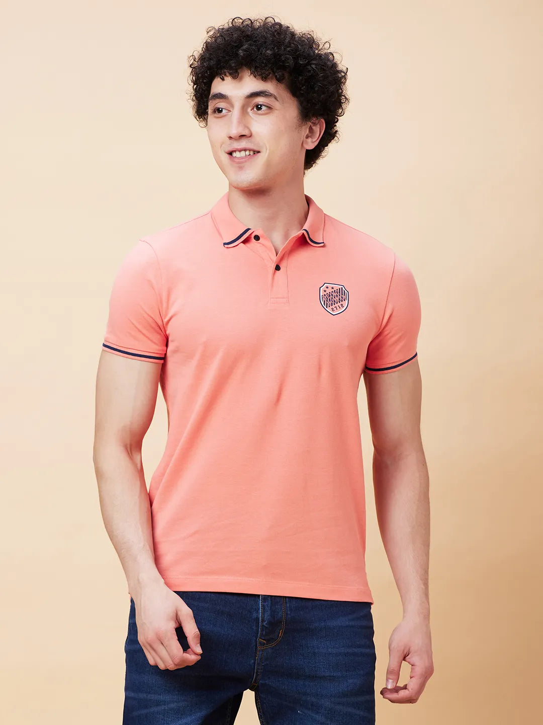 Being Human Clothing Men Regular Fit Polo Neck T-Shirts-Burnt Coral