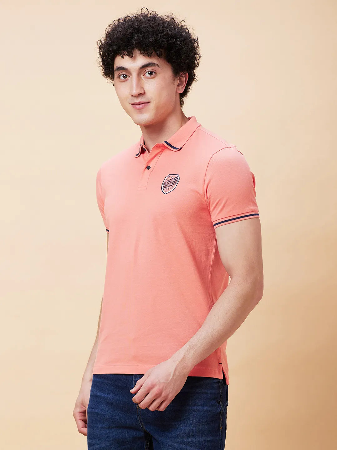Being Human Clothing Men Regular Fit Polo Neck T-Shirts-Burnt Coral