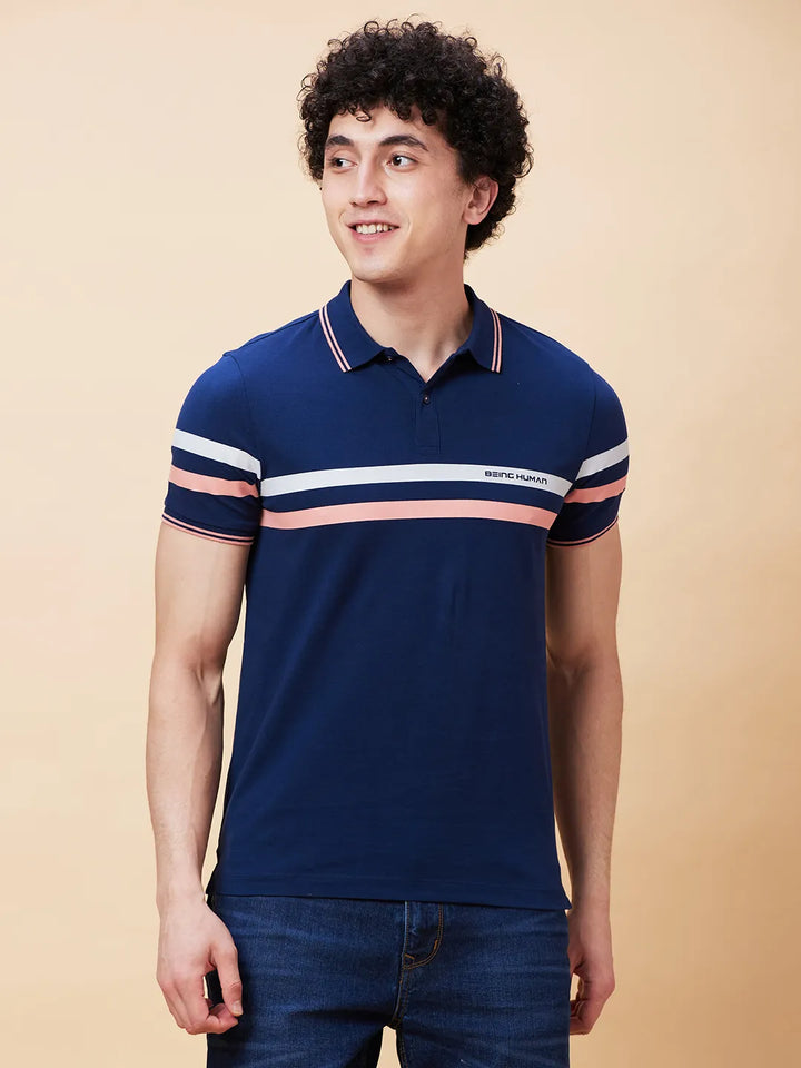 Blue Regular Fit Men's Polo T-Shirt