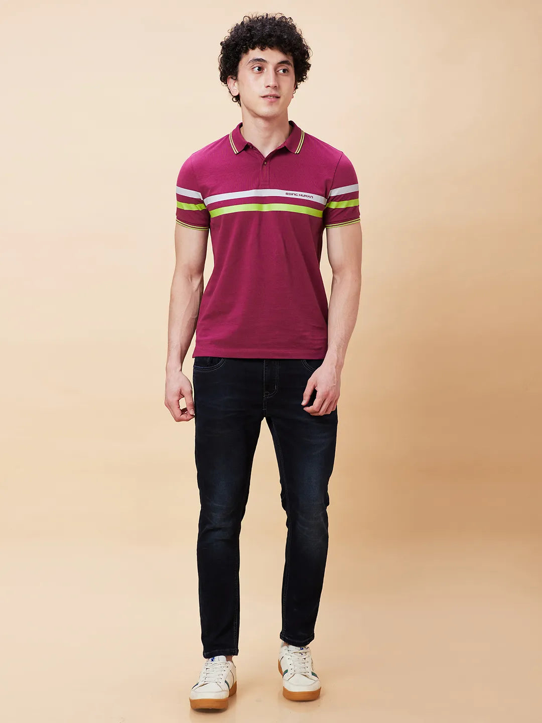 Being Human Clothing Men Regular Fit Polo Neck T-Shirts-Purple Potion