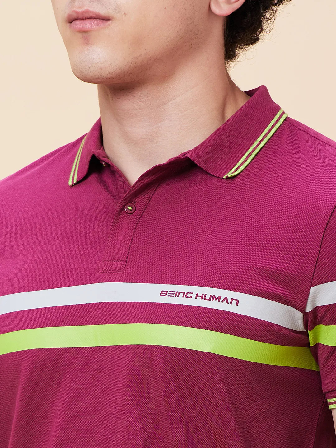 Being Human Clothing Men Regular Fit Polo Neck T-Shirts-Purple Potion