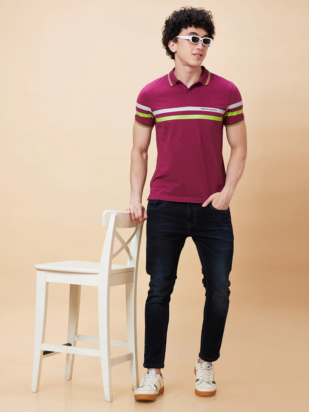 Being Human Clothing Men Regular Fit Polo Neck T-Shirts-Purple Potion