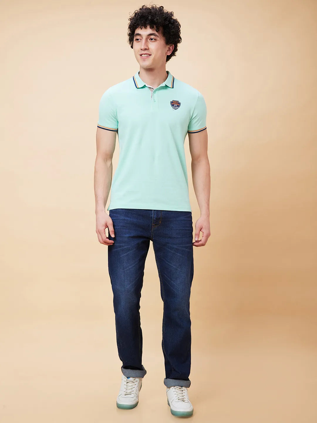 Being Human Clothing Men Regular Fit Polo Neck T-Shirts-Brook Green