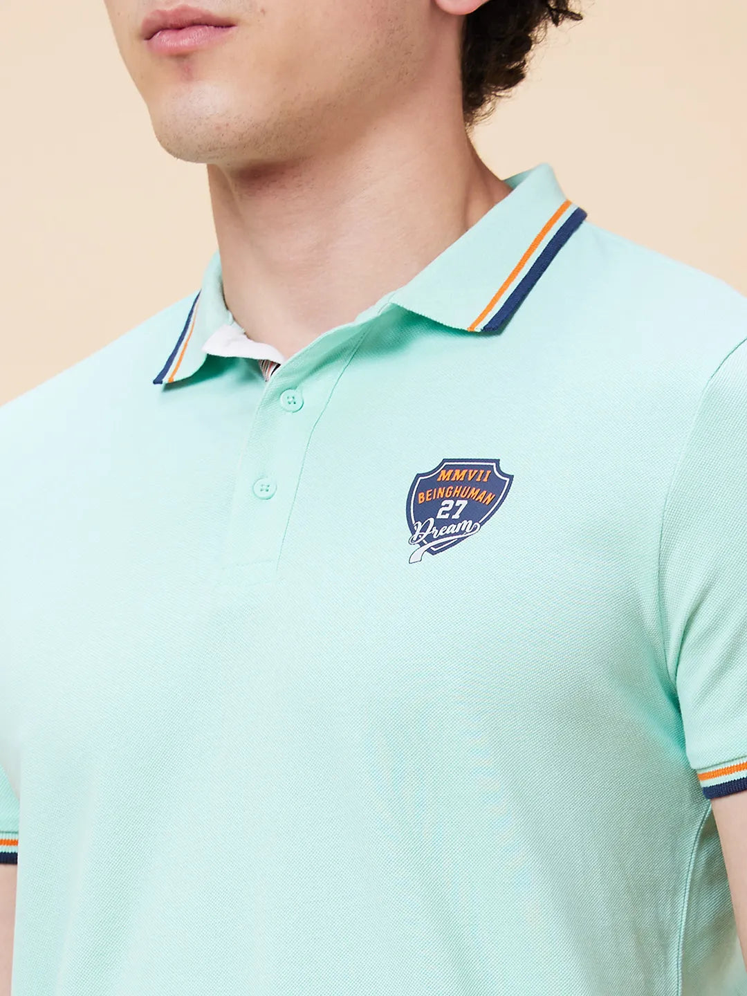 Being Human Clothing Men Regular Fit Polo Neck T-Shirts-Brook Green