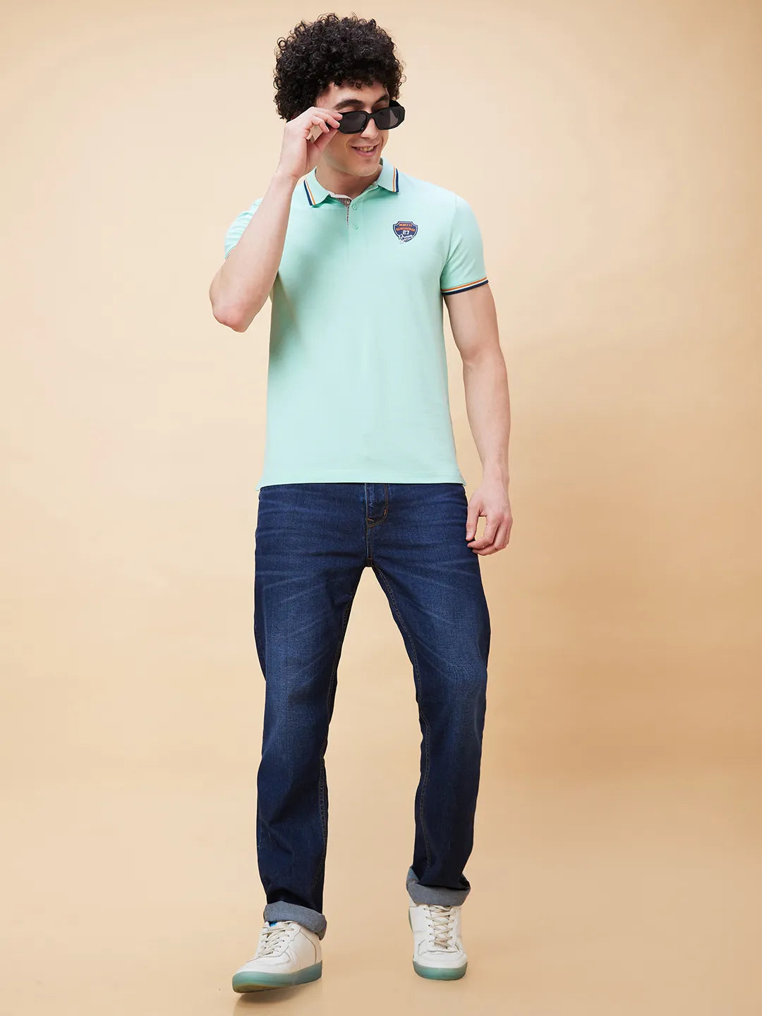 Being Human Clothing Men Regular Fit Polo Neck T-Shirts-Brook Green