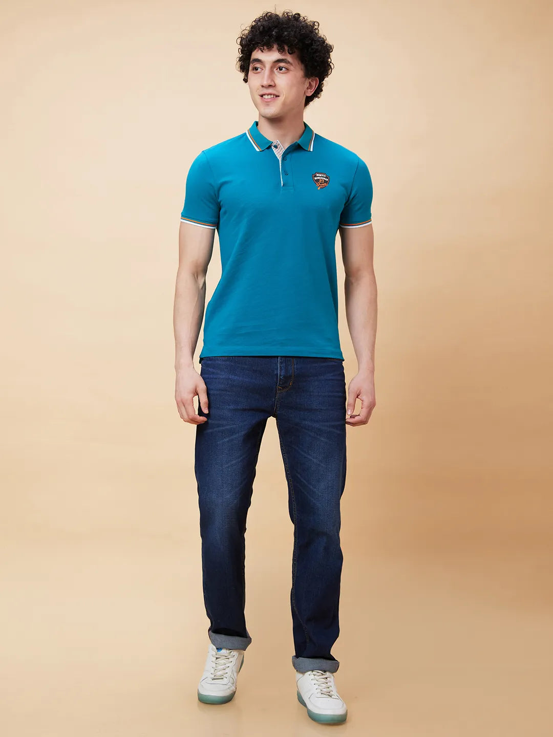 Being Human Clothing Men Regular Fit Polo Neck T-Shirts-Deep Lake