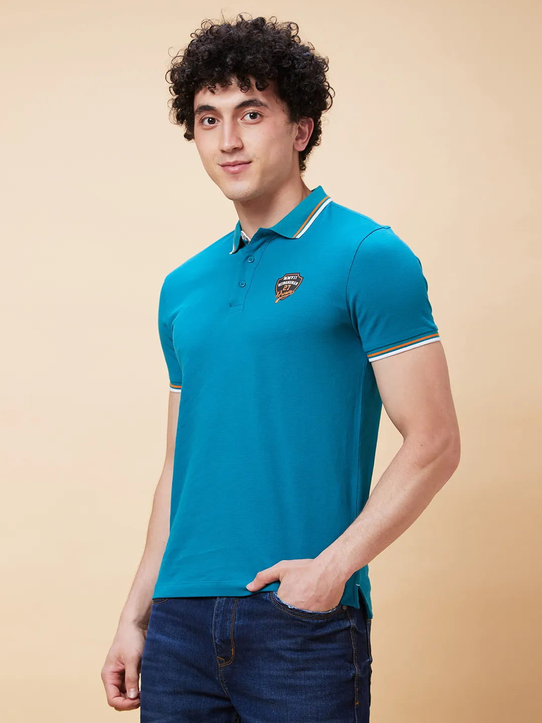 Being Human Clothing Men Regular Fit Polo Neck T-Shirts-Deep Lake