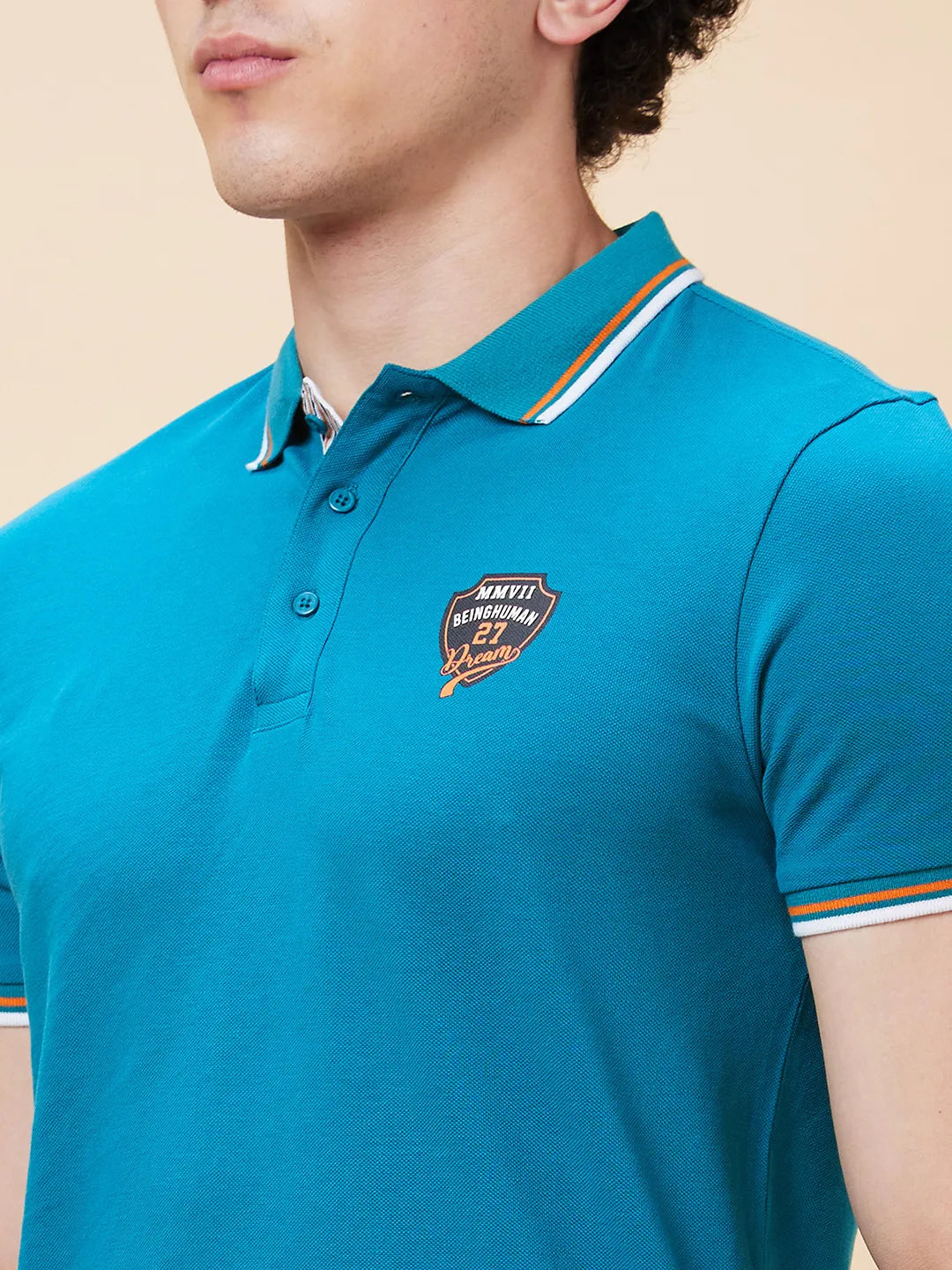 Being Human Clothing Men Regular Fit Polo Neck T-Shirts-Deep Lake