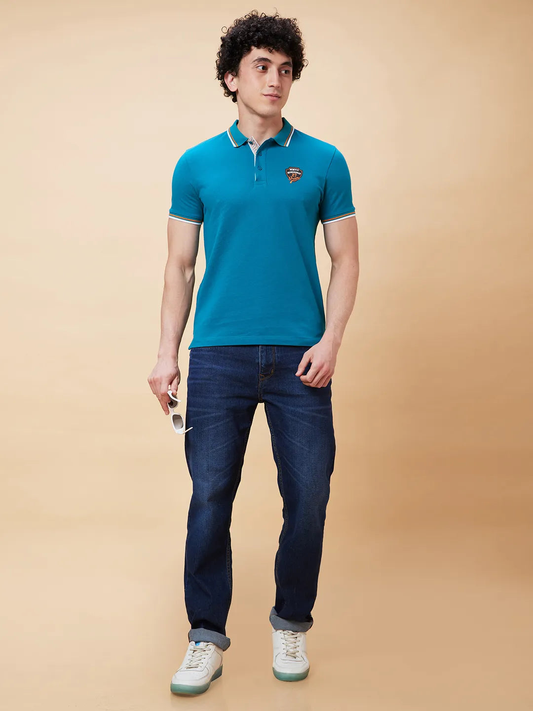 Being Human Clothing Men Regular Fit Polo Neck T-Shirts-Deep Lake