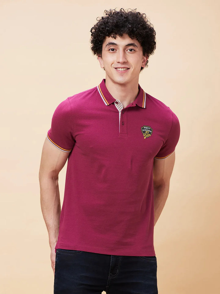 Purple Regular Fit Men's Polo T-Shirt by Being Human Clothing