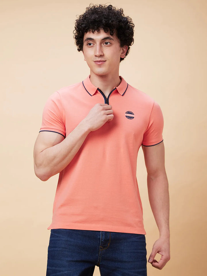 Pink Regular Fit Men's Polo T-Shirt
