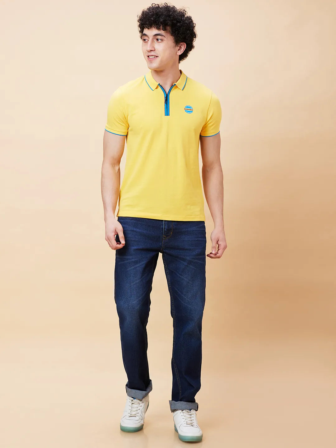 Being Human Clothing Men Regular Fit Polo Neck T-Shirts-Yellow