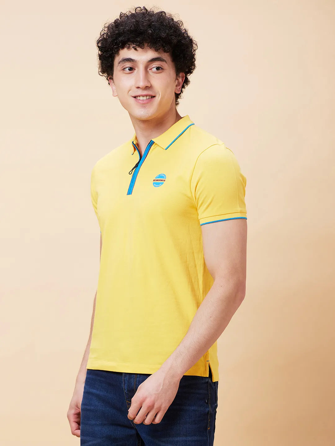 Being Human Clothing Men Regular Fit Polo Neck T-Shirts-Yellow