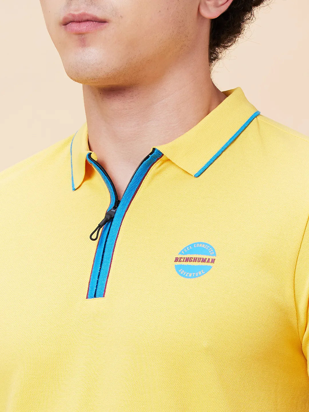 Being Human Clothing Men Regular Fit Polo Neck T-Shirts-Yellow
