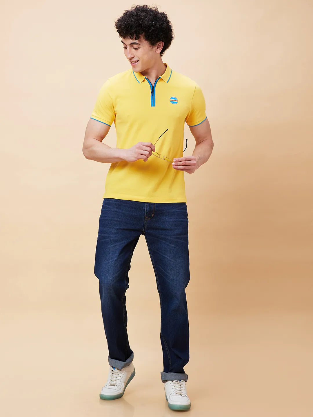 Being Human Clothing Men Regular Fit Polo Neck T-Shirts-Yellow