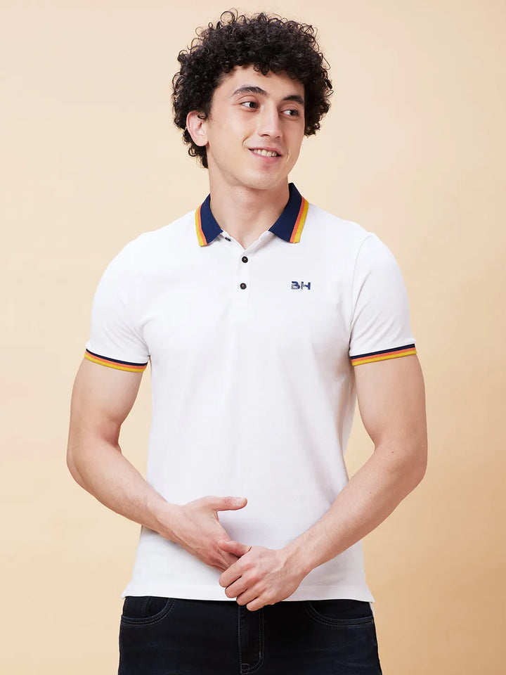 White Regular Fit Men's Polo T-Shirt