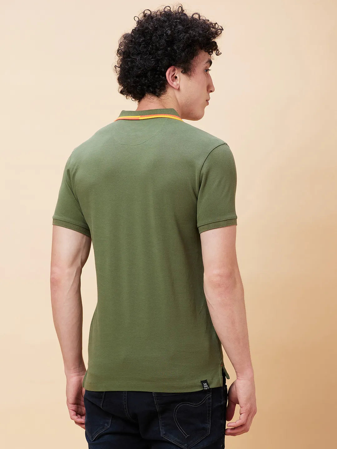 Being Human Clothing Men Regular Fit Polo Neck T-Shirts-Bronze Green