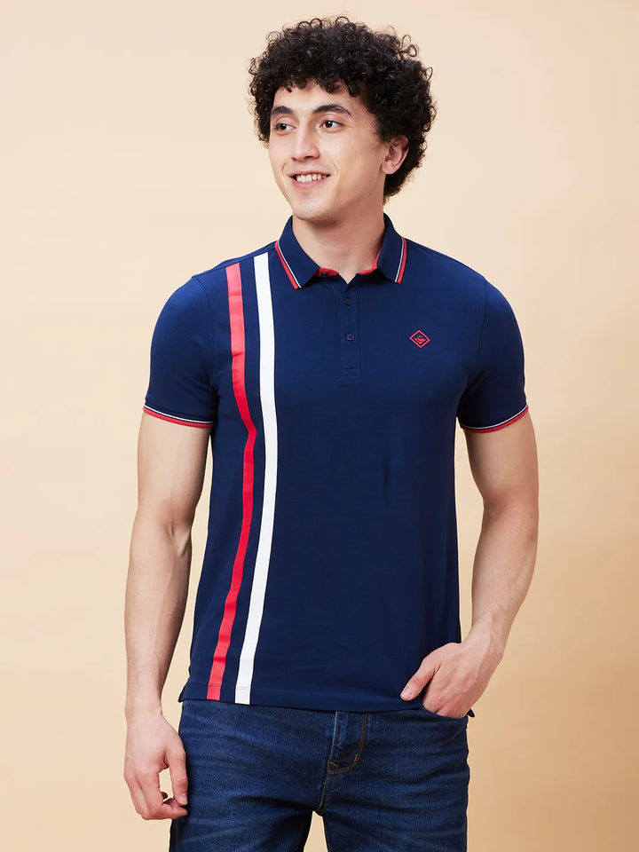 Blue Regular Fit Men's Polo T-Shirt