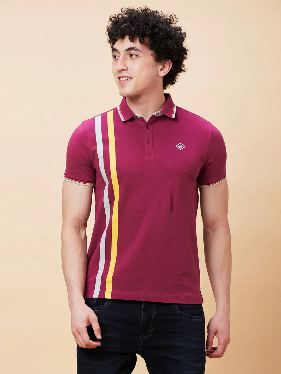 Being Human Clothing Men Regular Fit Polo Neck T-Shirts-Purple Potion