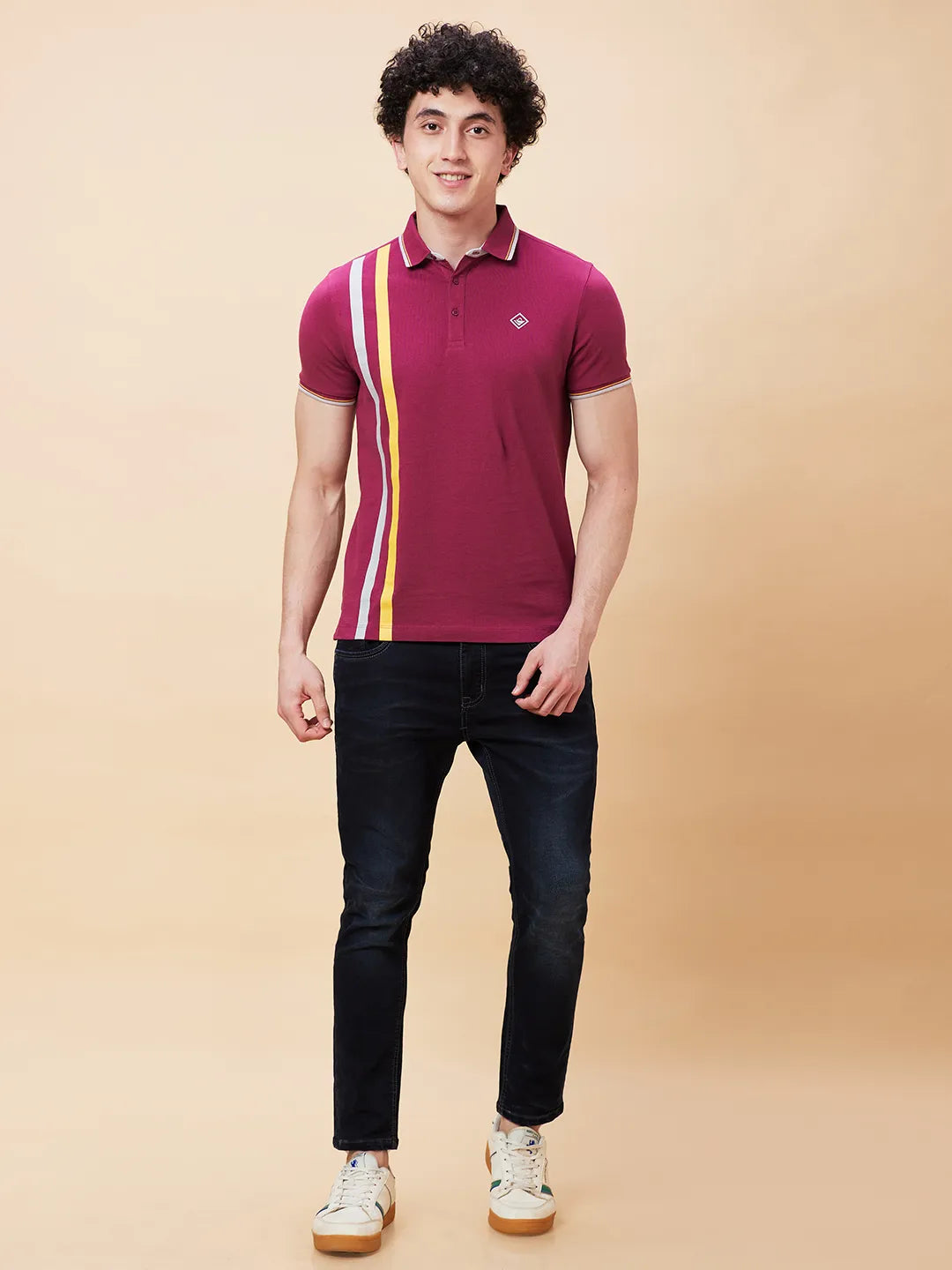 Being Human Clothing Men Regular Fit Polo Neck T-Shirts-Purple Potion