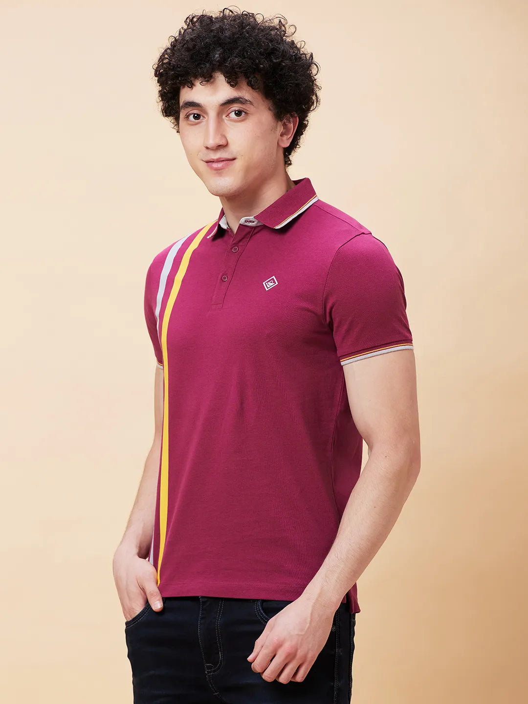 Being Human Clothing Men Regular Fit Polo Neck T-Shirts-Purple Potion