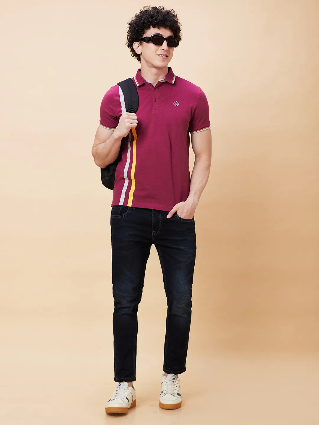 Being Human Clothing Men Regular Fit Polo Neck T-Shirts-Purple Potion