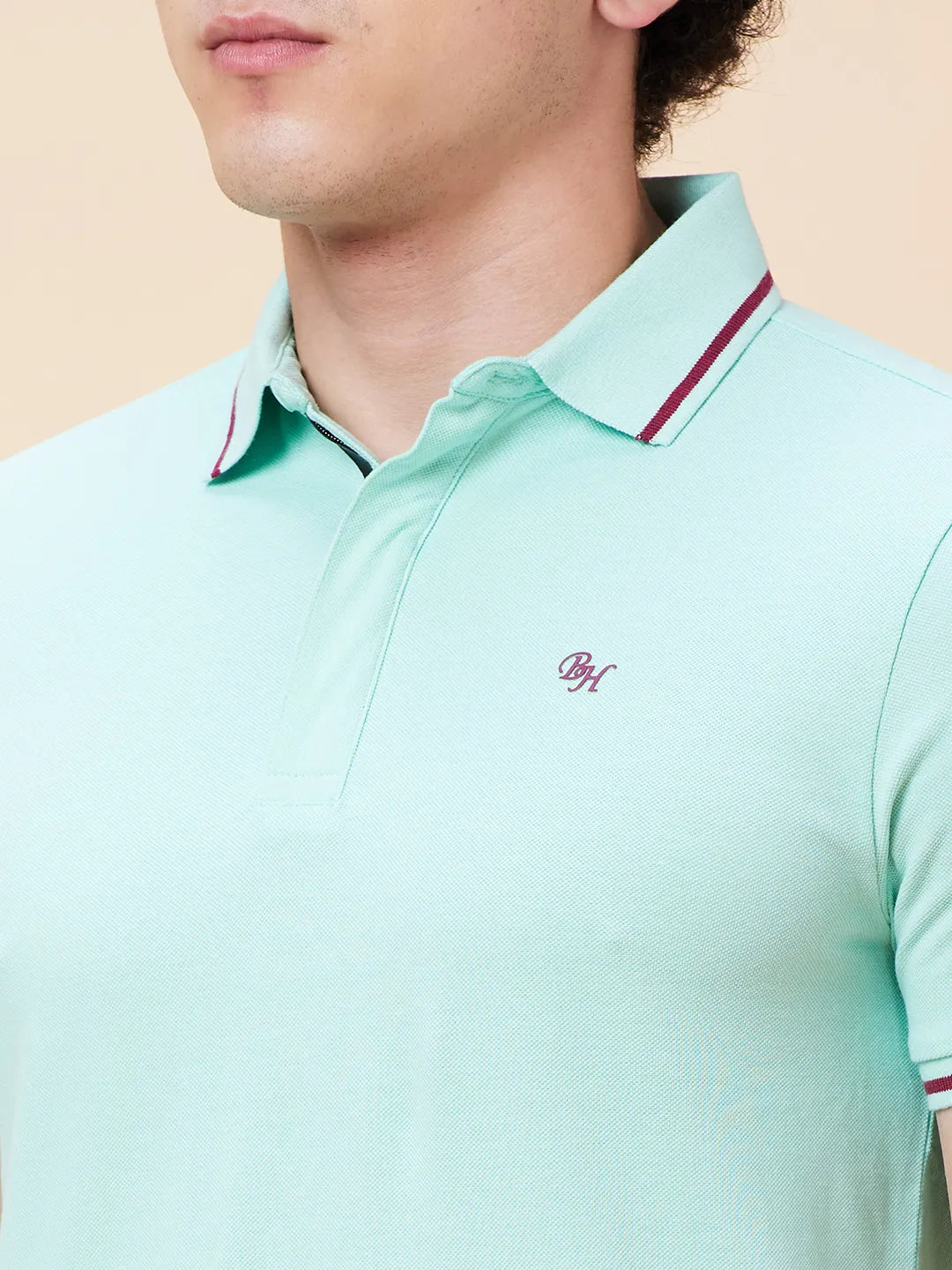 Being Human Clothing Men Regular Fit Polo Neck T-Shirts-Brook Green