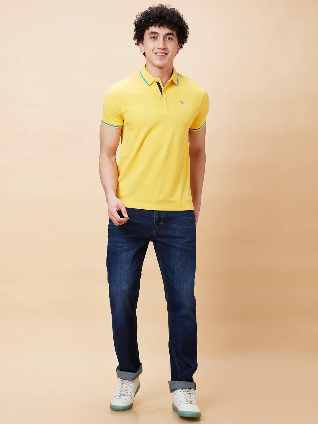 Being Human Clothing Men Regular Fit Polo Neck T-Shirts-Yellow