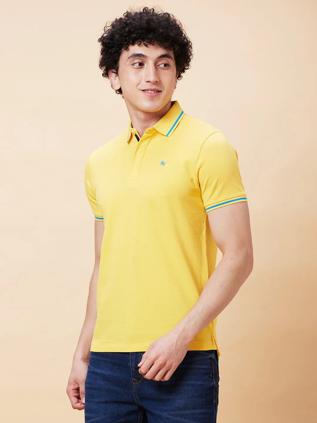 Being Human Clothing Men Regular Fit Polo Neck T-Shirts-Yellow