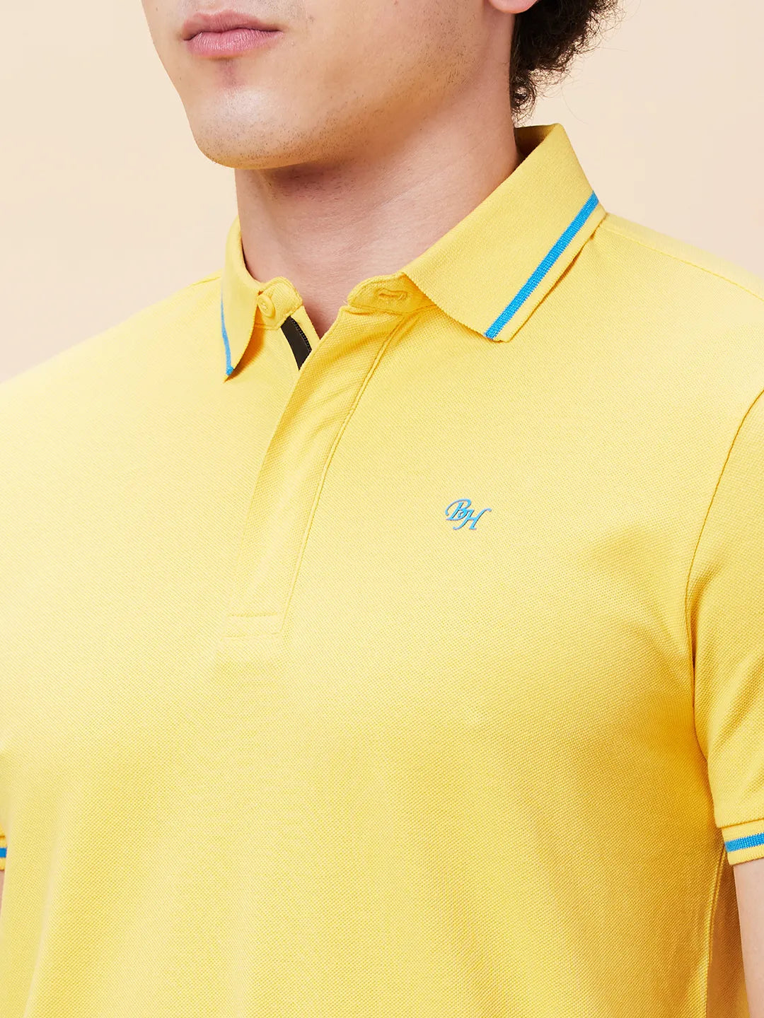 Being Human Clothing Men Regular Fit Polo Neck T-Shirts-Yellow