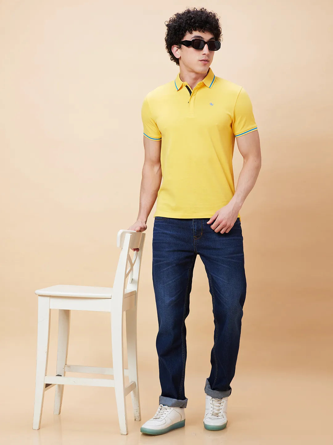 Being Human Clothing Men Regular Fit Polo Neck T-Shirts-Yellow