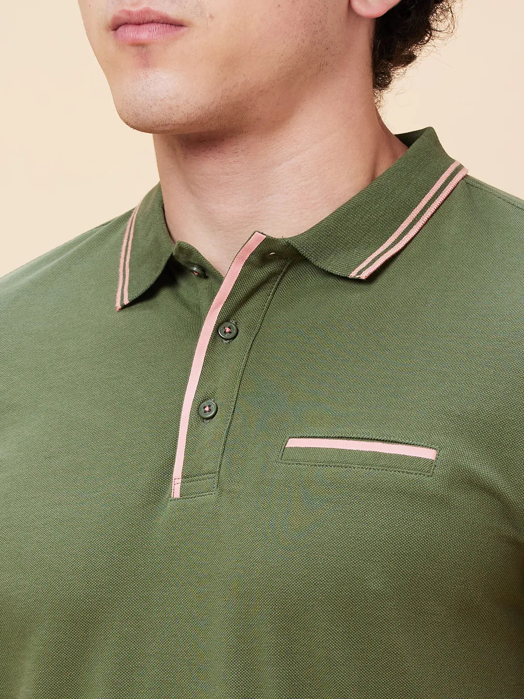 Being Human Clothing Men Regular Fit Polo Neck T-Shirts-Bronze Green
