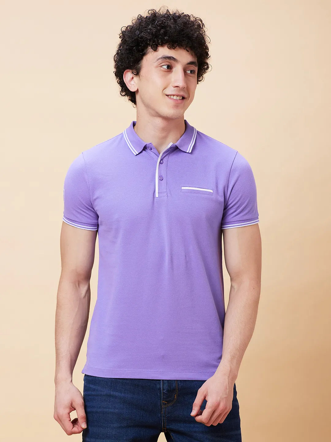 Being Human Clothing Men Regular Fit Polo Neck T-Shirts-Dahalia Purple