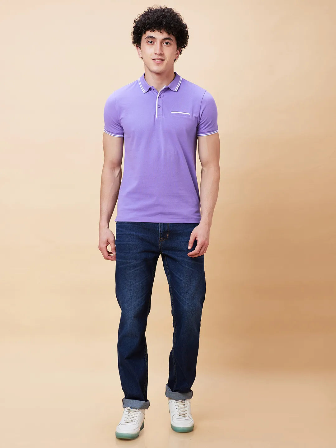 Being Human Clothing Men Regular Fit Polo Neck T-Shirts-Dahalia Purple