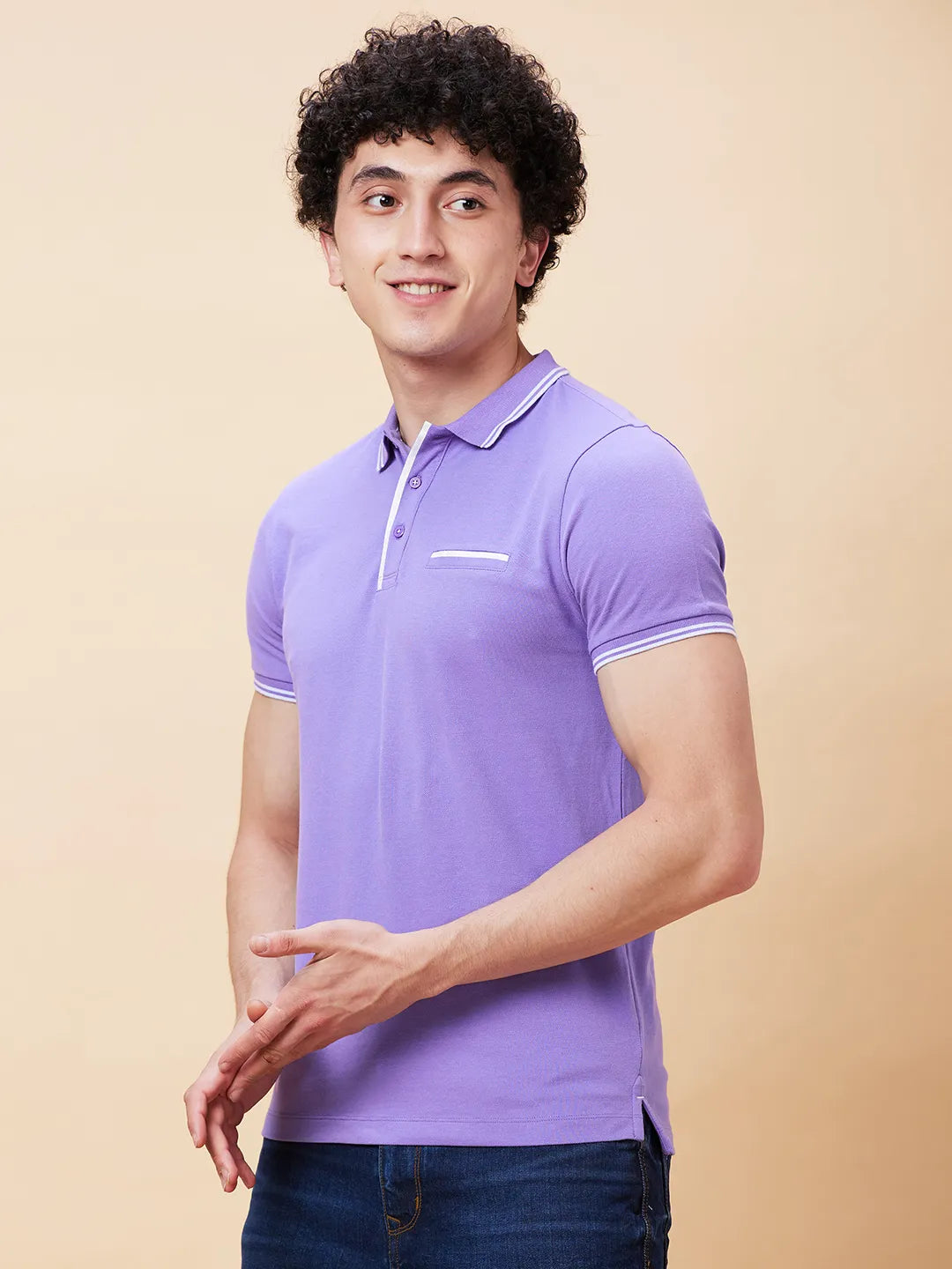 Being Human Clothing Men Regular Fit Polo Neck T-Shirts-Dahalia Purple