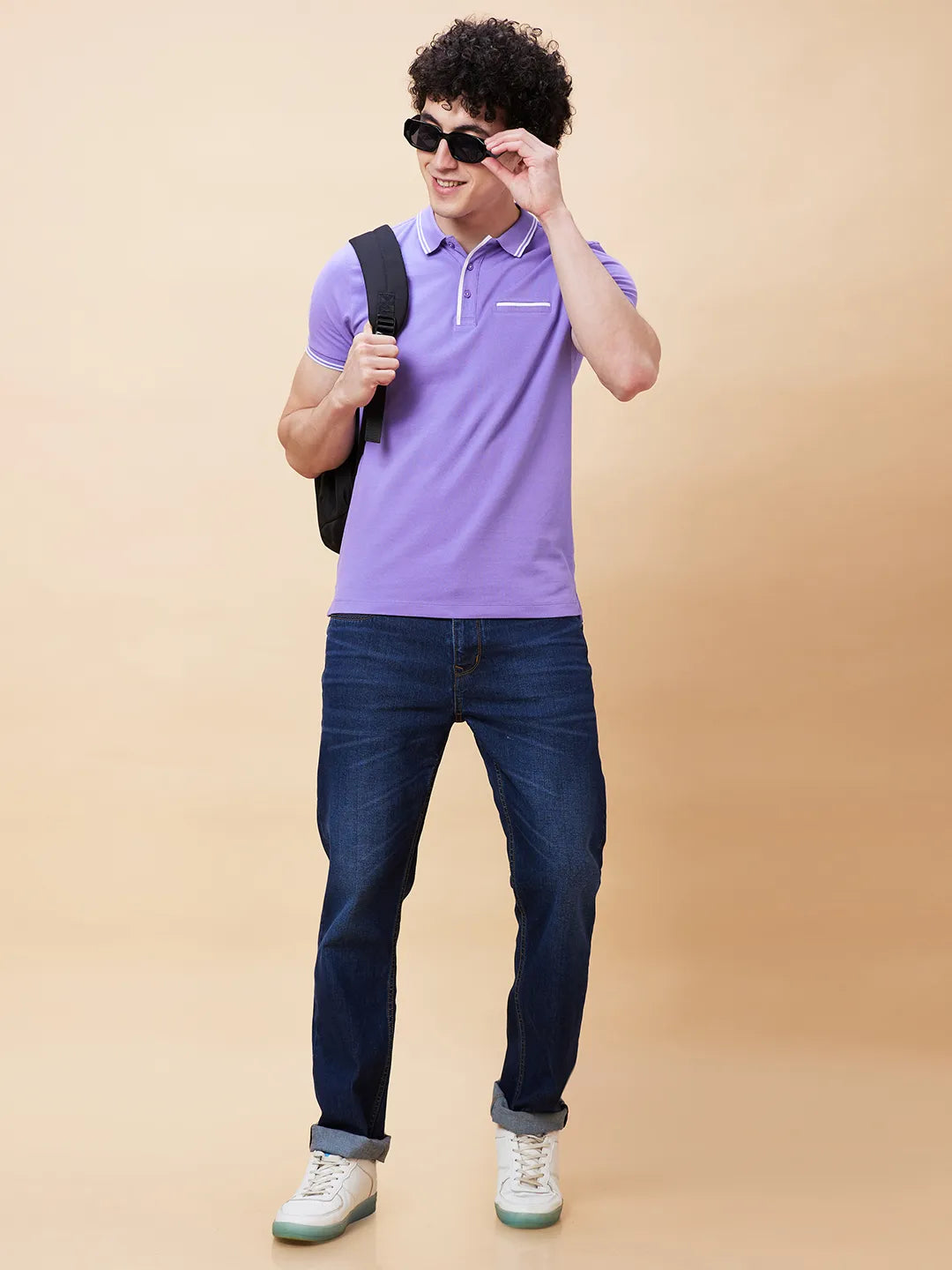 Being Human Clothing Men Regular Fit Polo Neck T-Shirts-Dahalia Purple