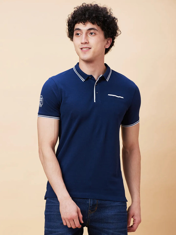 Blue Regular Fit Men's Polo T-Shirt