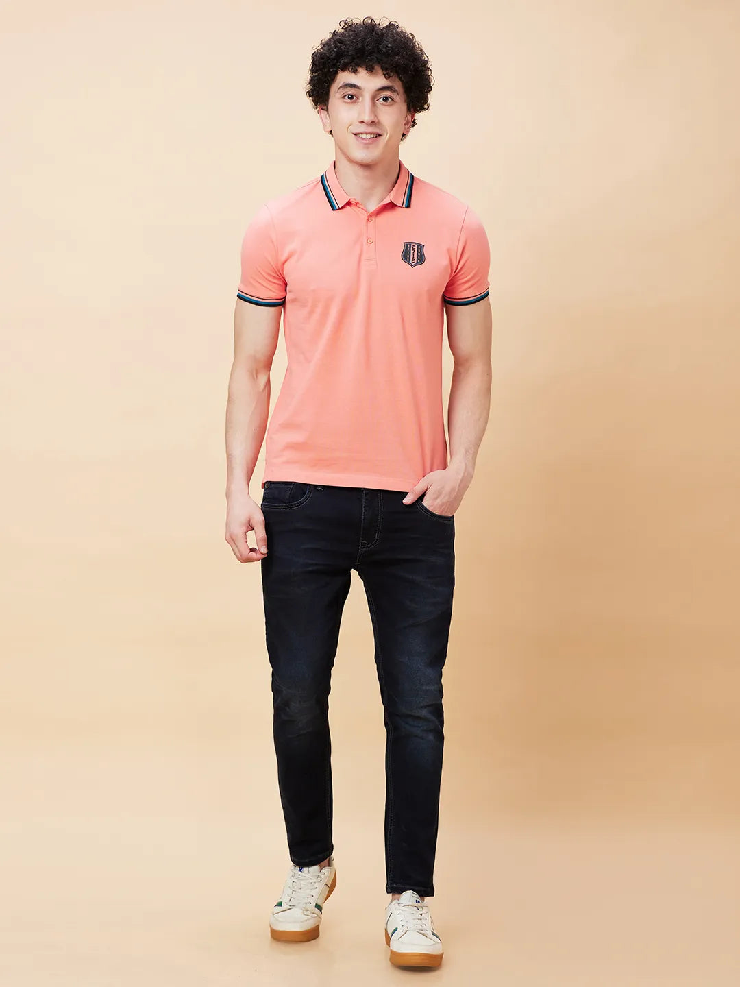 Being Human Clothing Men Regular Fit Polo Neck T-Shirts-Burnt Coral