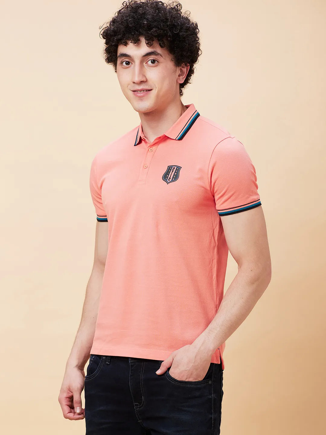 Being Human Clothing Men Regular Fit Polo Neck T-Shirts-Burnt Coral
