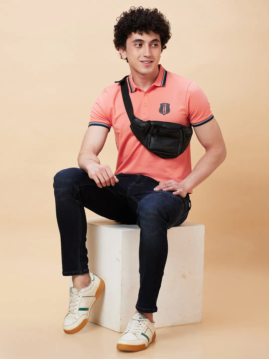 Being Human Clothing Men Regular Fit Polo Neck T-Shirts-Burnt Coral