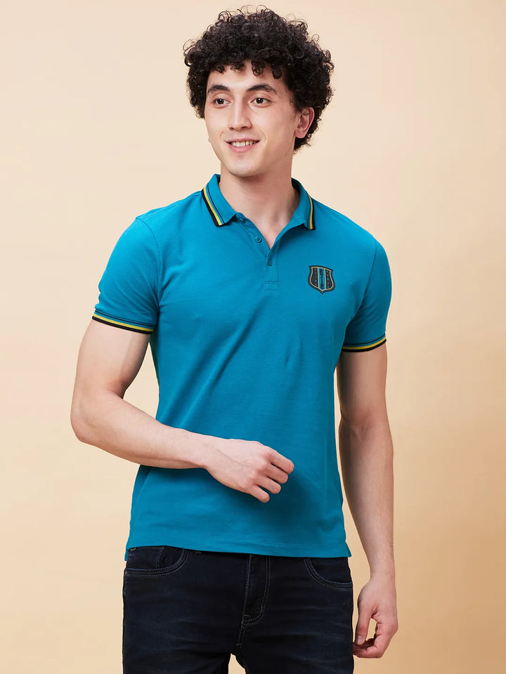 Deep Lake Regular Fit Men's Polo T-Shirt by Being Human Clothing