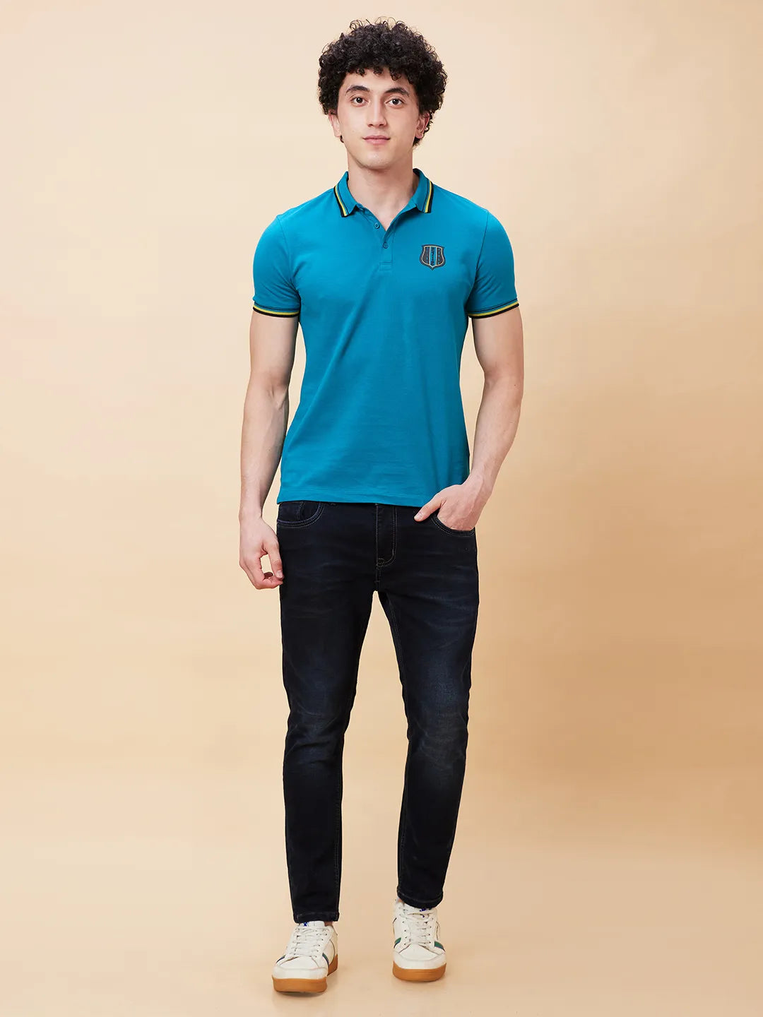 Being Human Clothing Men Regular Fit Polo Neck T-Shirts-Deep Lake