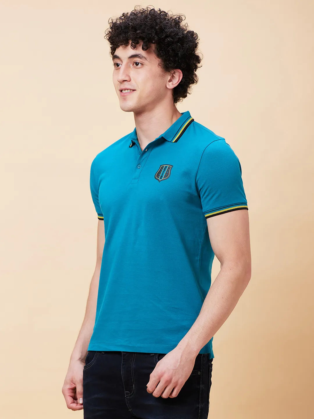 Being Human Clothing Men Regular Fit Polo Neck T-Shirts-Deep Lake