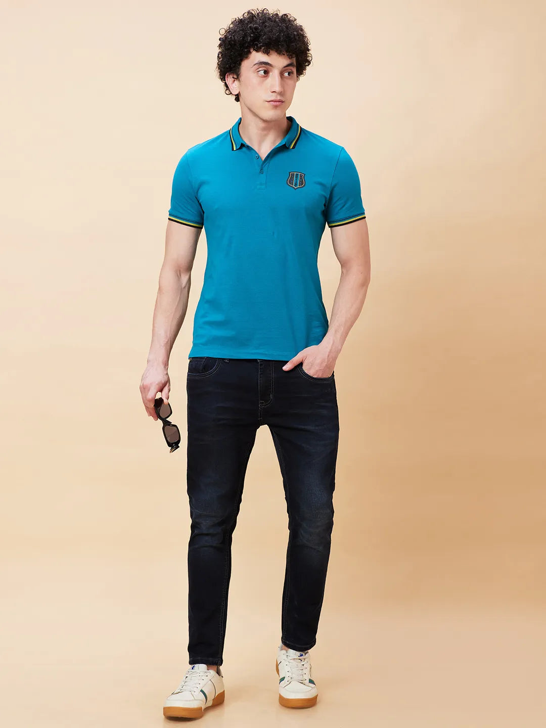 Being Human Clothing Men Regular Fit Polo Neck T-Shirts-Deep Lake