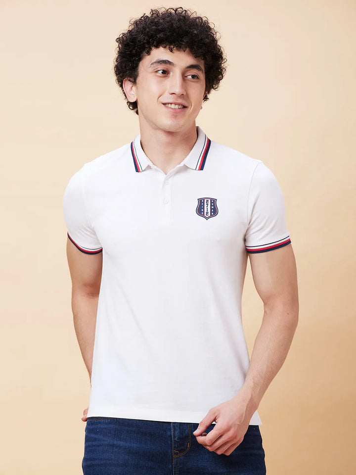 White Regular Fit Men's Polo T-Shirt