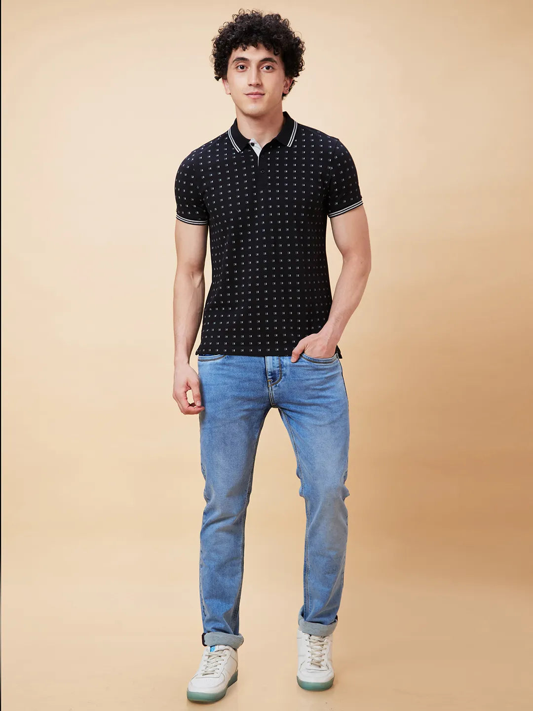 Being Human Clothing Men Regular Fit Polo Neck T-Shirts-Black