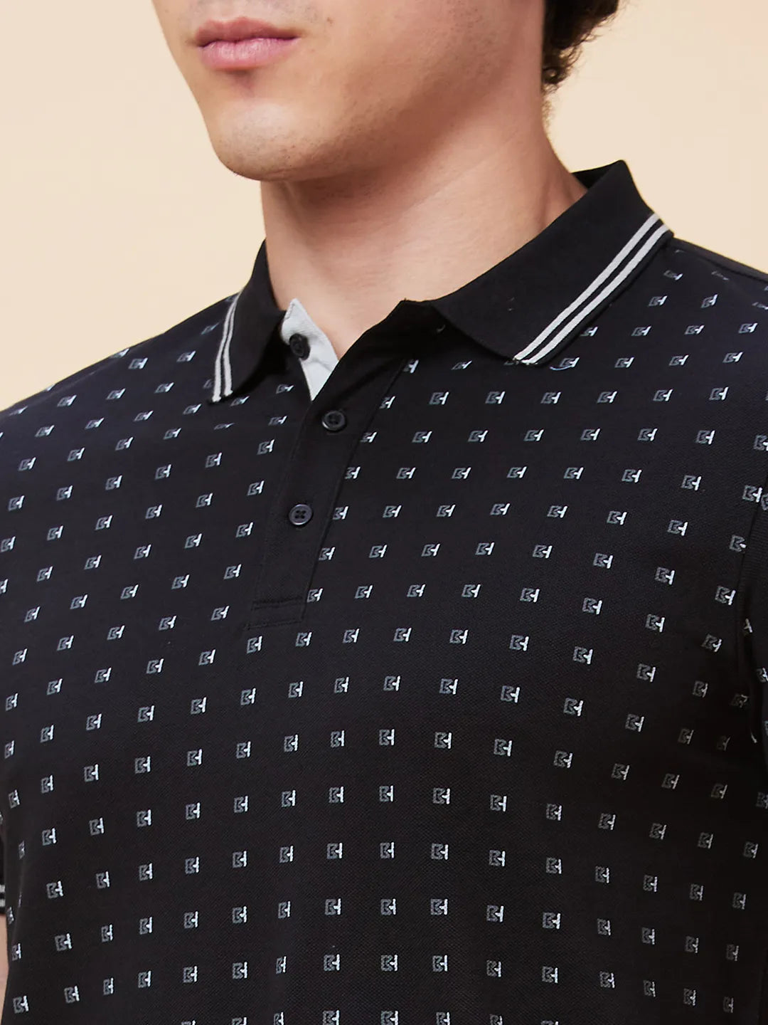 Being Human Clothing Men Regular Fit Polo Neck T-Shirts-Black