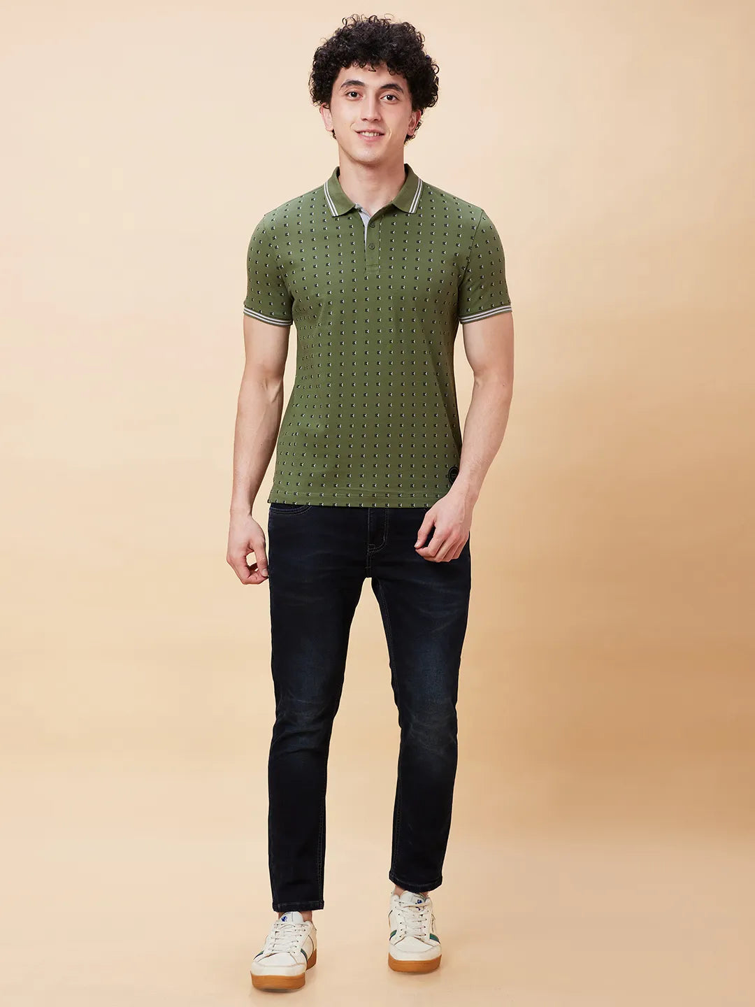 Being Human Clothing Men Regular Fit Polo Neck T-Shirts-Bronze Green